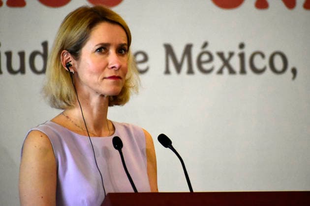 Kaja Kallas, High Representative of the European Union for Foreign Affairs and Security Policy, speaks during a press conference at the Ministry of Foreign Affairs, as part of the framework of the official visit of Kaja Kallas to Mexico for the 8th EU-Mexico Summit. on May 21, 2026 in Mexico City, Mexico. Mexico City Mexico - ZUMAe321 20260521_zia_e321_003 Copyright: xLuisxBarronx