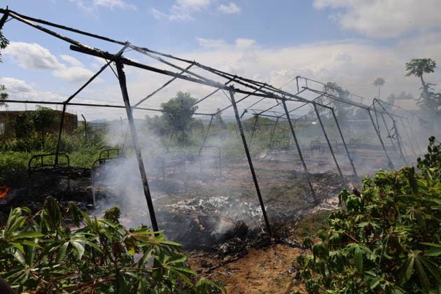 (260521) -- BUNIA, May 21, 2026 -- An Ebola isolation site is burned in Rwampara town, near Bunia of Ituri Province, the Democratic Republic of the Congo, on May 21, 2026. The outbreak, initially reported in Ituri Province, has now affected North Kivu and South Kivu, while two confirmed cases have also been reported in the neighboring country of Uganda. ( Xinhua) DR CONGO-ITURI-EBOLA OUTBREAK str 