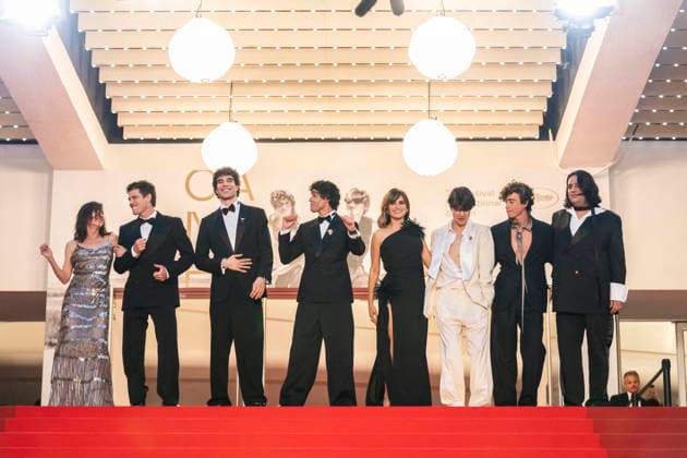 Cannes La Bola Negra Red Carpet EB Lola Duenas, Miguel Bernardeau, Javier Calvó, Javier Ambrossi, Penélope Cruz, Milo Quifes, Guitarricadelafuente and Carlos González depart the La Bola Negra screening during the 79th annual Cannes Film Festival at Palais des Festivals on May 21, 2026 in Cannes, France.Photo by Eliot Blondet ABACAPRESS.COM Cannes France France  Copyright: xBlondetxEliot ABACAx