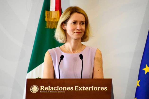 Kaja Kallas, High Representative of the European Union for Foreign Affairs and Security Policy, speaks during a press conference at the Ministry of Foreign Affairs, as part of the framework of the official visit of Kaja Kallas to Mexico for the 8th EU-Mexico Summit. on May 21, 2026 in Mexico City, Mexico. Mexico City Mexico  - ZUMAe321 20260521_zia_e321_017 Copyright: xLuisxBarronx