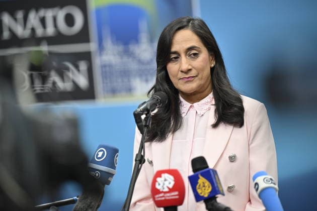 HELSINGBORG , SVERIGE 20260522 Kanadas utrikesminister Anita Anand vid fredagens doorstep pa NATO:s utrikesministermöte pa Sea U i Helsingborg. HELSINGBORG SVERIGE x50090x *** HELSINGBORG , SWEDEN 20260522 Canadian Foreign Minister Anita Anand at Fridays doorstep at the NATO Foreign Ministers Meeting at Sea U in Helsingborg HELSINGBORG SWEDEN x50090x  Copyright: xJohanxNilsson TTx NATOS UTRIKESMINISTERMÖTE HELSINGBORG xM09JeQD3TM