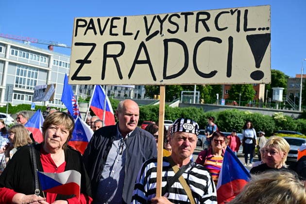 A manifestation happening Nema barikada (Dumb Barricade) to express opposition to the Sudeten German Congress in Brno, Czech Republic, on May 22, 2026. (CTKxPhoto VaclavxSalek) CTKPhotoP2026052201884  CTKPhotoP2026052201884