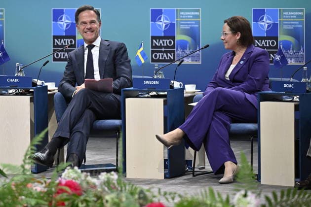 HELSINGBORG , SWEDEN 20260522 Introductory remarks by NATO Secretary General Mark Rutte and welcoming remarks by Swedish Foreign Minister Maria Malmer Stenergard during a meeting with the North Atlantic Council during the NATO Foreign Ministers Meeting at Sea U in Helsingborg on Friday. HELSINGBORG SWEDEN x50090x *** HELSINGBORG , SWEDEN 20260522 Introductory remarks by NATO Secretary General Mark Rutte and welcoming remarks by Swedish Foreign Minister Maria Malmer Stenergard during a meeting with the North Atlantic Council during the NATO Foreign Ministers Meeting at Sea U in Helsingborg on Friday HELSINGBORG SWEDEN x50090x  Copyright: xJohanxNilsson TTx NATOS UTRIKESMINISTERMÖTE HELSINGBORG C7qGb_JcHnA
