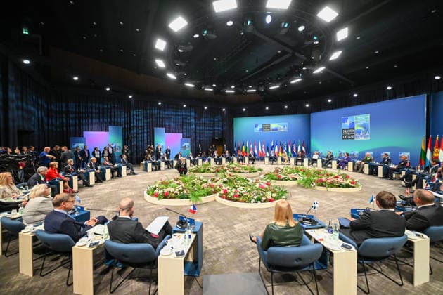 News Bilder des Tages NATO Foreign Ministers Meeting in Sweden??????? HELSINGBORG, SWEDEN - MAY 22: (----EDITORIAL USE ONLY - MANDATORY CREDIT - TURKISH FOREIGN MINISTRY HANDOUT - NO MARKETING NO ADVERTISING CAMPAIGNS - DISTRIBUTED AS A SERVICE TO CLIENTS----) A general view of the hall during the NATO Foreign Ministers Meeting in Helsingborg, Sweden on May 22, 2026. Turkish Foreign Ministry Anadolu Helsingborg Sweden. Editorial use only. Please get in touch for any other usage.  Copyright: x2026xAnadoluxTurkishxForeignxMinistryx