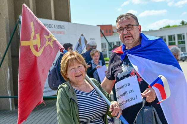A manifestation happening Nema barikada (Dumb Barricade) to express opposition to the Sudeten German Congress in Brno, Czech Republic, on May 22, 2026. (CTKxPhoto VaclavxSalek) CTKPhotoP2026052203414  CTKPhotoP2026052203414