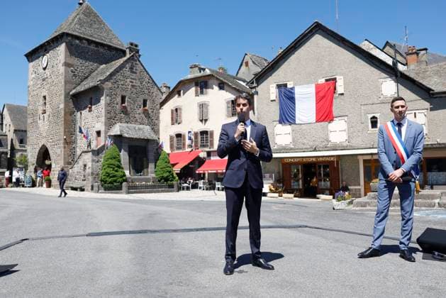 GABRIEL ATTAL AVEYRON PHOTOPQR LE PARISIEN Olivier CORSAN Mur de Barrez 22 05 2026 Aveyron, France, May 22nd 2026 Gabriel Attal en déplacement en Aveyron Mur de Barrez, France, may 22nd 2026 former PM Gabriel Attal will be challenging for upcoming presidentiel election He visits Averyon Local Caption GABRIEL ATTAL RODEZ AVEYRON Mur de Barrez France  Copyright: xPHOTOPQR LExPARISIEN MAXPPPxOlivierxCORSANx 20260522LPA1708 20260522LPA1708