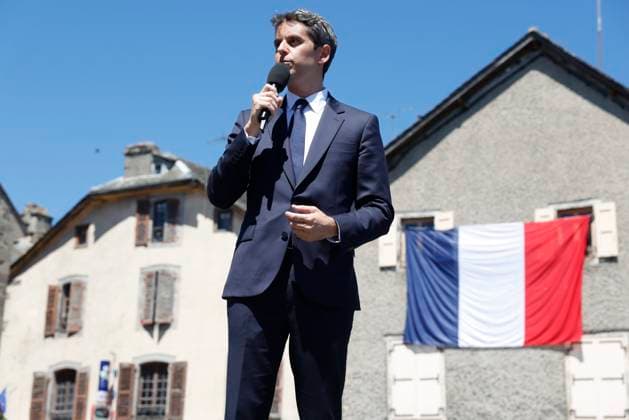 GABRIEL ATTAL AVEYRON PHOTOPQR LE PARISIEN Olivier CORSAN Mur de Barrez 22 05 2026 Aveyron, France, May 22nd 2026 Gabriel Attal en déplacement en Aveyron Mur de Barrez, France, may 22nd 2026 former PM Gabriel Attal will be challenging for upcoming presidentiel election He visits Averyon Local Caption GABRIEL ATTAL RODEZ AVEYRON Mur de Barrez France  Copyright: xPHOTOPQR LExPARISIEN MAXPPPxOlivierxCORSANx 20260522LPA1708 20260522LPA1703