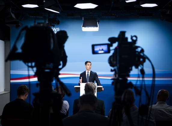 THE HAGUE - Prime Minister Rob Jetten speaks to the press after the weekly cabinet meeting. REMKO DE WAAL ANP netherlands out - belgium out  Copyright: xx x559040166x originalFilename: 559040166.jpg