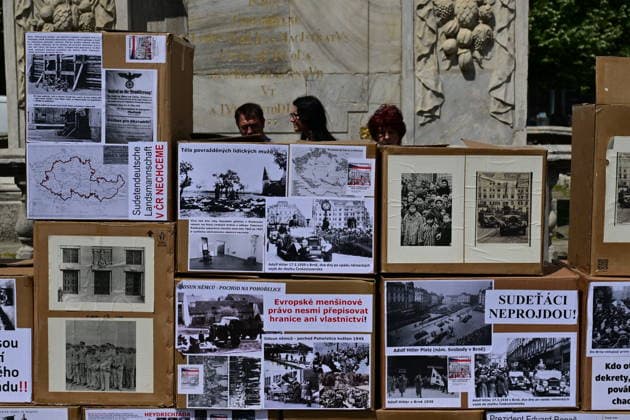 A manifestation meeting to express opposition to the Sudeten German Congress, on the Freedom Square in Brno, Czech Republic, on May 22, 2026. (CTKxPhoto VaclavxSalek) CTKPhotoP2026052204306  CTKPhotoP2026052204306