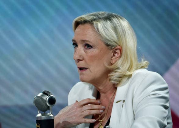 Marine Le Pen Appears On RMC BFMTV - Paris Marine Le Pen is interviewed by Apolline de Malherbe on RMC BFMTV in Paris, France on May 22, 2026. Photo by Alain Apaydin ABACAPRESS.COM Paris France  Copyright: xApaydinxAlain ABACAx