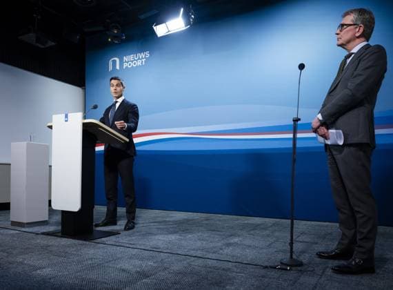 THE HAGUE - Prime Minister Rob Jetten speaks to the press following the weekly cabinet meeting. REMKO DE WAAL ANP netherlands out - belgium out  Copyright: xx x559040705x originalFilename: 559040705.jpg