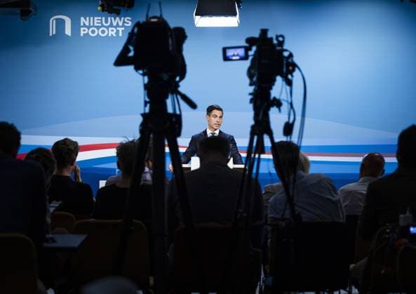 THE HAGUE - Prime Minister Rob Jetten speaks to the press following the weekly cabinet meeting. REMKO DE WAAL ANP netherlands out - belgium out  Copyright: xx x559040706x originalFilename: 559040706.jpg