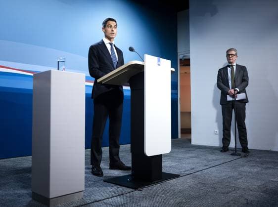 THE HAGUE - Prime Minister Rob Jetten speaks to the press following the weekly cabinet meeting. REMKO DE WAAL ANP netherlands out - belgium out  Copyright: xx x559040708x originalFilename: 559040708.jpg