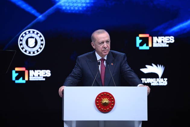 Turkish President Recep Tayyip Erdogan ISTANBUL, TURKIYE - MAY 22: Turkish President Recep Tayyip Erdogan makes a speech during the 2nd Istanbul Natural Resources Summit in Istanbul, Turkiye, on May 22, 2026. Arif Hudaverdi Yaman Anadolu Istanbul Turkey. Editorial use only. Please get in touch for any other usage.  Copyright: x2026xAnadoluxArifxHudaverdixYamanx