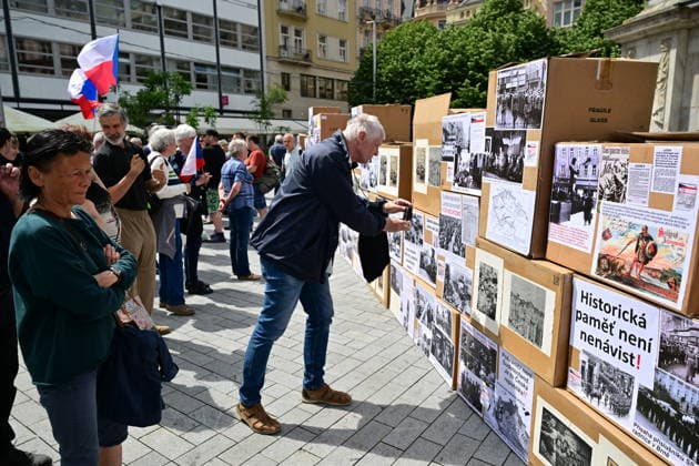 A manifestation meeting to express opposition to the Sudeten German Congress, on the Freedom Square in Brno, Czech Republic, on May 22, 2026. (CTKxPhoto VaclavxSalek) CTKPhotoP2026052204454  CTKPhotoP2026052204454