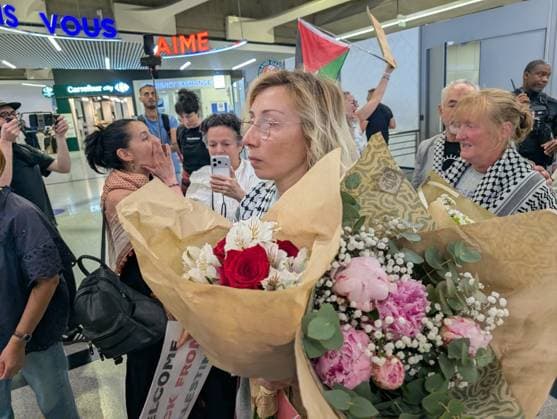 Protesters welcome returned Global Sumud Flotilla activists at Paris airport PARIS, FRANCE - MAY 22: Protesters welcome the Global Sumud Flotilla’s repatriated activists at the Roissy Charles de Gaulle Airport in Paris, France on May 22, 2026. Luc Auffret Anadolu Paris France. Editorial use only. Please get in touch for any other usage.  Copyright: x2026xAnadoluxLucxAuffretx