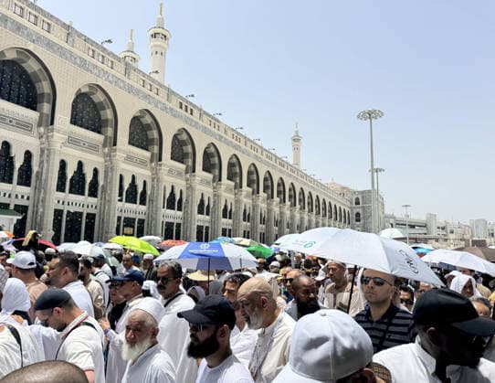 Prospective pilgrims perform the last Friday prayer before Eid al-Adha in Mecca MECCA, SAUDI ARABIA - MAY 22: Muslim pilgrims from various countries around the world who come to perform the Hajj, circumambulate the Masjid al-Haram ahead of the last Friday prayer before Eid al-Adha in Mecca, Saudi Arabia on May 22, 2026. Ali Atmaca Anadolu Mecca Saudi Arabia. Editorial use only. Please get in touch for any other usage.  Copyright: x2026xAnadoluxAlixAtmacax