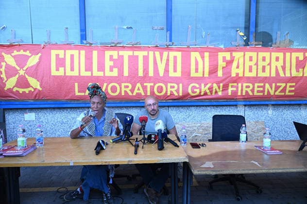 May 22, 2026, Campi Bisenzio, Italia, Italy: Antonella Bundu and Dario Salvetti, former crew members of the Global Sumud Flotilla, at the press conference denouncing the crews, at the former GKN facility. Campi Bisenzio, May 22, 2026 *** Local Caption *** Antonella Bundu e Dario Salvetti, ex membri dell equipaggio di mare della global sumud flotilla, alla conferenza stampa di denuncia degli equipaggi di mare, presso lo stabilmento ex GKN. Campi Bisenzio, 22 05 2026 Campi Bisenzio Italy  - ZUMAa289 20260522_zia_a289_002 Copyright: xAleandroxBiagiantix xAgfx