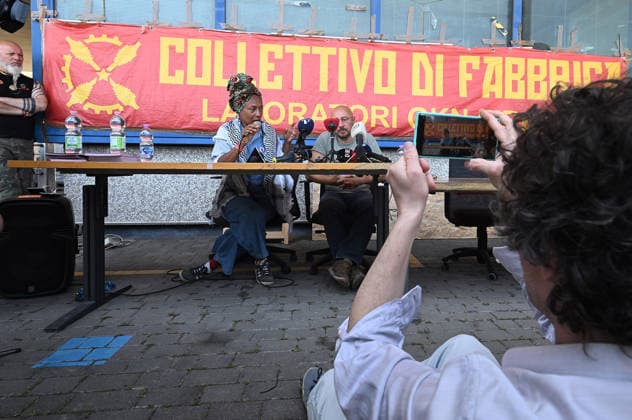 May 22, 2026, Campi Bisenzio, Italia, Italy: Former GKN factory press conference by Antonella Bundu and Dario Salvetti who were sea crew of the global sumud flotilla Campi Bisenzio Italy  - ZUMAa289 20260522_zia_a289_003 Copyright: xAleandroxBiagiantix