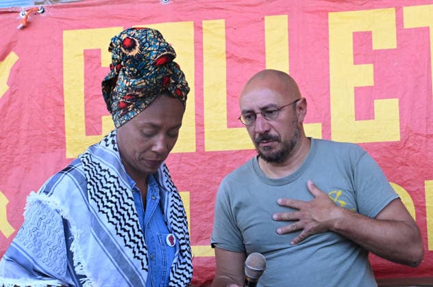 May 22, 2026, Campi Bisenzio, Italia, Italy: Antonella Bundu and Dario Salvetti, former crew members of the Global Sumud Flotilla, at the press conference denouncing the crews, at the former GKN facility. Campi Bisenzio, May 22, 2026 *** Local Caption *** Antonella Bundu e Dario Salvetti, ex membri dell equipaggio di mare della global sumud flotilla, alla conferenza stampa di denuncia degli equipaggi di mare, presso lo stabilmento ex GKN. Campi Bisenzio, 22 05 2026 Campi Bisenzio Italy  - ZUMAa289 20260522_zia_a289_042 Copyright: xAleandroxBiagiantix xAgfx