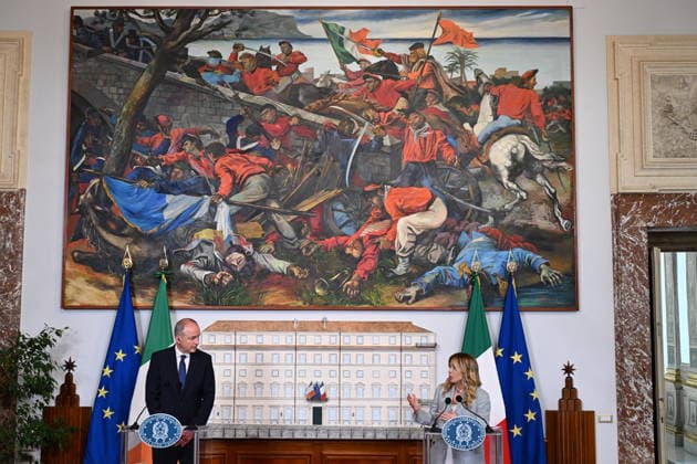 May 22, 2026, Rome, Italy: The meeting at Palazzo Chigi between Prime Minister Giorgia Meloni and Irish Prime Minister Michael Martin, Rome, 22 May 2026. ANSA MAURIZIO BRAMBATTI Rome Italy  - ZUMAa110 20260522_zaf_a110_038 Copyright: xMaurizioxBrambattix