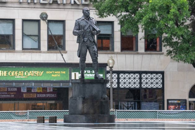May 22, 2026, Washington, Dc, United States: New statues have appears in Freedom Plaza, just blocks from the White House in Washington, DC on May 22, 2026. The statutes are part of President Donald TrumpÃ¢â‚¬â ¢s beautification efforts of federal parks and lands in the Capitol. Washington United States - ZUMAl312 20260522_znp_l312_042 Copyright: xAndrewxLeydenx