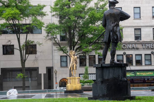 May 22, 2026, Washington, Dc, United States: New statues have appears in Freedom Plaza, just blocks from the White House in Washington, DC on May 22, 2026. The statutes are part of President Donald TrumpÃ¢â‚¬â ¢s beautification efforts of federal parks and lands in the Capitol. Washington United States - ZUMAl312 20260522_znp_l312_043 Copyright: xAndrewxLeydenx