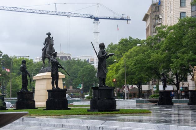 May 22, 2026, Washington, Dc, United States: New statues have appears in Freedom Plaza, just blocks from the White House in Washington, DC on May 22, 2026. The statutes are part of President Donald TrumpÃ¢â‚¬â ¢s beautification efforts of federal parks and lands in the Capitol. Washington United States - ZUMAl312 20260522_znp_l312_040 Copyright: xAndrewxLeydenx