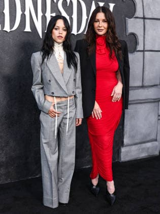 Netflix FYSEE LA - Wednesday Season 2 ATAS Emmy FYC Event HOLLYWOOD, LOS ANGELES, CALIFORNIA, USA - MAY 22: American actress Jenna Ortega wearing McQueen Pre Fall 2026, styled by Enrique Melendez and Welsh actress Catherine Zeta-Jones wearing Magda Butrym arrive at the Netflix FYSEE LA - Wednesday Season 2 ATAS (Academy of Television Arts and Sciences) Emmy FYC (For Your Consideration) Event held at the Hollywood Forever Cemetery on May 22, 2026 in Hollywood, Los Angeles, California, United States. Hollywood Hollywood Forever Cemetery California United States Copyright: xXavierxCollin ImagexPressxAgencyx