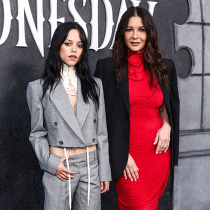 Netflix FYSEE LA - Wednesday Season 2 ATAS Emmy FYC Event HOLLYWOOD, LOS ANGELES, CALIFORNIA, USA - MAY 22: American actress Jenna Ortega wearing McQueen Pre Fall 2026, styled by Enrique Melendez and Welsh actress Catherine Zeta-Jones wearing Magda Butrym arrive at the Netflix FYSEE LA - Wednesday Season 2 ATAS (Academy of Television Arts and Sciences) Emmy FYC (For Your Consideration) Event held at the Hollywood Forever Cemetery on May 22, 2026 in Hollywood, Los Angeles, California, United States. Hollywood Hollywood Forever Cemetery California United States Copyright: xXavierxCollin ImagexPressxAgencyx