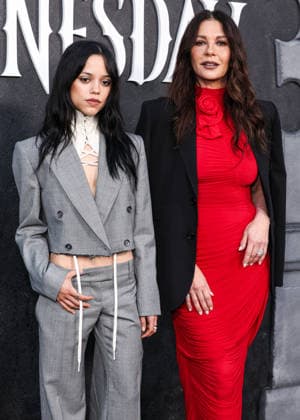 Netflix FYSEE LA - Wednesday Season 2 ATAS Emmy FYC Event HOLLYWOOD, LOS ANGELES, CALIFORNIA, USA - MAY 22: American actress Jenna Ortega wearing McQueen Pre Fall 2026, styled by Enrique Melendez and Welsh actress Catherine Zeta-Jones wearing Magda Butrym arrive at the Netflix FYSEE LA - Wednesday Season 2 ATAS (Academy of Television Arts and Sciences) Emmy FYC (For Your Consideration) Event held at the Hollywood Forever Cemetery on May 22, 2026 in Hollywood, Los Angeles, California, United States. Hollywood Hollywood Forever Cemetery California United States Copyright: xXavierxCollin ImagexPressxAgencyx