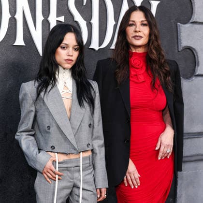 Netflix FYSEE LA - Wednesday Season 2 ATAS Emmy FYC Event HOLLYWOOD, LOS ANGELES, CALIFORNIA, USA - MAY 22: American actress Jenna Ortega wearing McQueen Pre Fall 2026, styled by Enrique Melendez and Welsh actress Catherine Zeta-Jones wearing Magda Butrym arrive at the Netflix FYSEE LA - Wednesday Season 2 ATAS (Academy of Television Arts and Sciences) Emmy FYC (For Your Consideration) Event held at the Hollywood Forever Cemetery on May 22, 2026 in Hollywood, Los Angeles, California, United States. Hollywood Hollywood Forever Cemetery California United States Copyright: xXavierxCollin ImagexPressxAgencyx