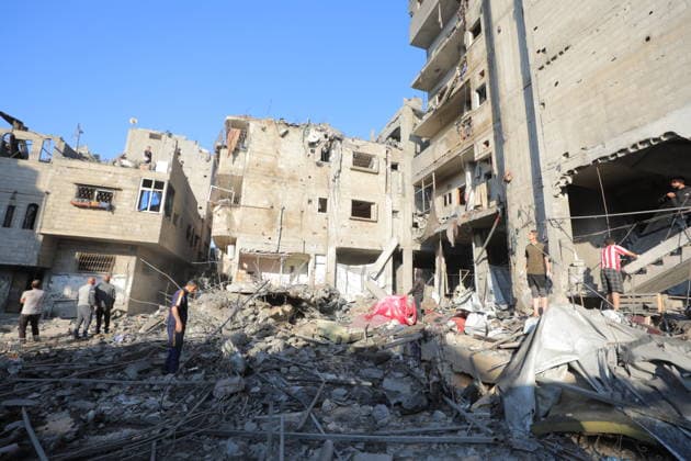 Palestinians inspect damage following Israeli strike in Nuseirat camp Palestinians inspect damage to homes and streets following an Israeli strike on a house and shops in the Nuseirat refugee camp in the central Gaza Strip on May 23, 2026. According to residents, the strike came after the collapse of a ceasefire agreement between Hamas and Israel. Hassan Jedi apaimages Nusairat Gaza Strip Palestinian Territory 230526_Nusairat_HJ_00(12).jpeg Copyright: xapaimagesxHassanxJedix xapaimagesx