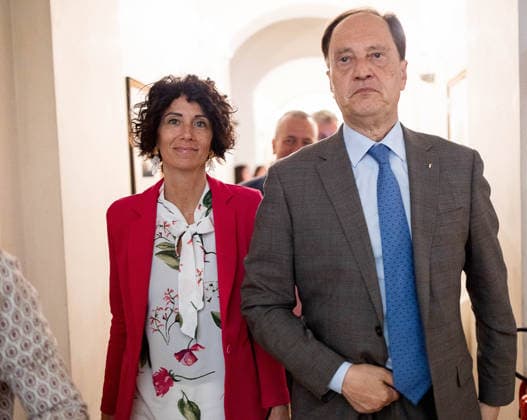 IPA84997786 - Trento , Festival of Economics Minister for Relations with Parliament Luca Ciriani Pictured: Francesca Gerosa; Luca Ciriani,  Copyright: xAaronxGiordanix xAaronxGiordanix 84997786
