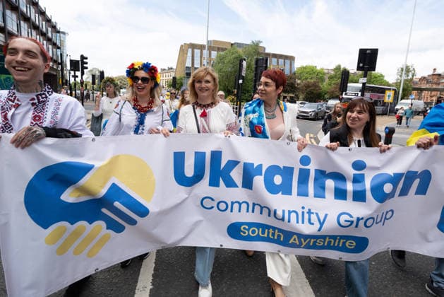 May 23, 2026, Glasgow, Scotland, UK: Members of the Ukrainian community in Scotland held their annual Vyshyvanka Parade in Glasgow under the slogan Together in Tradition, Together in Scotland. The event celebrated Ukrainian culture and identity, centred on the traditional embroidered shirt known as the vyshyvanka, and was held as part of worldwide Vyshyvanka Day celebrations. Glasgow UK - ZUMAs357 20260523_zip_s357_008 Copyright: xCameronxScottx