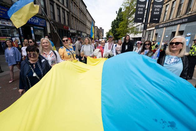 May 23, 2026, Glasgow, Scotland, UK: Members of the Ukrainian community in Scotland held their annual Vyshyvanka Parade in Glasgow under the slogan Together in Tradition, Together in Scotland. The event celebrated Ukrainian culture and identity, centred on the traditional embroidered shirt known as the vyshyvanka, and was held as part of worldwide Vyshyvanka Day celebrations. Glasgow UK - ZUMAs357 20260523_zip_s357_011 Copyright: xCameronxScottx