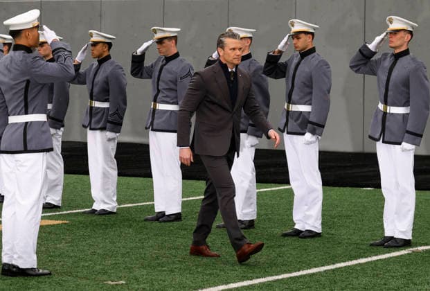 United States Secretary of Defense Pete Hegseth arrives to deliver the graduation address at the West Point Class of 2026 s commencement ceremony in Michie Stadium at the United States Military Academy in West Point, New York on Saturday, May 23, 2026. .  NYP20260523905 PeterxFoley