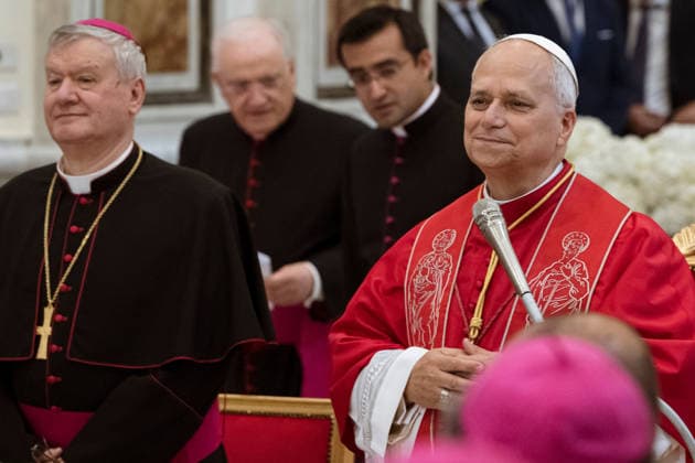 May 23, 2026, Acerra, Napoli, Italy: The Pope seen while smiling in the Cathedral. Pope Leo XIV visited Acerra for his patroral itinerary. He was the first Pope to visit the Land of Fires, a region affected by illegal dumping and burning of toxic waste in Campania region in Italy and meet families of victims of pollution in the Cathedral of Santa Maria Assunta in Acerra. Acerra Italy - ZUMAf172 20260523_zip_f172_038 Copyright: xValeriaxFerrarox