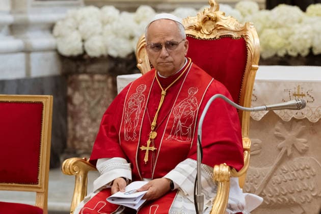 May 23, 2026, Acerra, Napoli, Italy: The Pope seen during the ceremony in the Cathedral. Pope Leo XIV visited Acerra for his patroral itinerary. He was the first Pope to visit the Land of Fires, a region affected by illegal dumping and burning of toxic waste in Campania region in Italy and meet families of victims of pollution in the Cathedral of Santa Maria Assunta in Acerra. Acerra Italy - ZUMAf172 20260523_zip_f172_039 Copyright: xValeriaxFerrarox