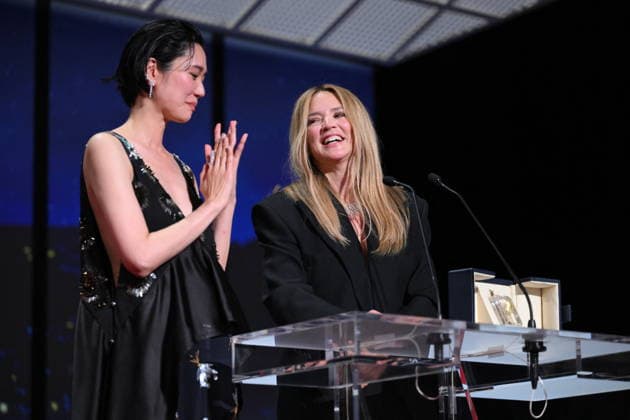 Cannes - Closing Ceremony Japanese actress Tao Okamoto and Belgian actress Virginie Efira celebrate after winning ex-aequo the Best Actress Prize for the film Soudain (All of a Sudden) during the closing ceremony of the 79th edition of the Cannes Film Festival in Cannes, France on May 23, 2026. Photo by Eliot Blondet ABACAPRESS.COM Cannes France  Copyright: xBlondetxEliot ABACAx