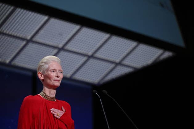 Cannes - Fjord Wins Palme D Or Award At Closing Ceremony Tilda Swinton on stage to present the Palme D Or award winner during the closing ceremony of the 79th edition of the Cannes Film Festival in Cannes, France on May 23, 2026. Photo by Eliot Blondet ABACAPRESS.COM Cannes France  Copyright: xBlondetxEliot ABACAx