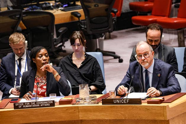 May 23, 2026, New York, New York, USA: (R to L) TED CHAIBAN, UNICEF Deputy Executive Director, briefs the UN Security Council as EDEM WOSORNU, Director of the Operations and Advocacy Division at OCHA, sits to his right during an emergency meeting on Ukraine at UNHQ following Russian allegations of a Ukrainian drone strike on a vocational school and student dormitory in Russian-controlled Luhansk, which Ukraine denies targeted civilians. New York USA - ZUMAo116 20260523_znp_o116_015 Copyright: xBiancaxOterox