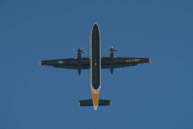 Air show during Memorial Day celebrations and the 250th anniversary of the United States MIAMI BEACH, FLORIDA, UNITED STATES - MAY 23: A C-147A military transport aircraft from which paratroopers jump during the 2026 air show, held as part of the Memorial Day weekend and 250th anniversary of the United States celebrations in Miami Beach, Florida, on May 23, 2026. Jesus Olarte Anadolu Florida United States. Editorial use only. Please get in touch for any other usage.  Copyright: x2026xAnadoluxJesusxOlartex