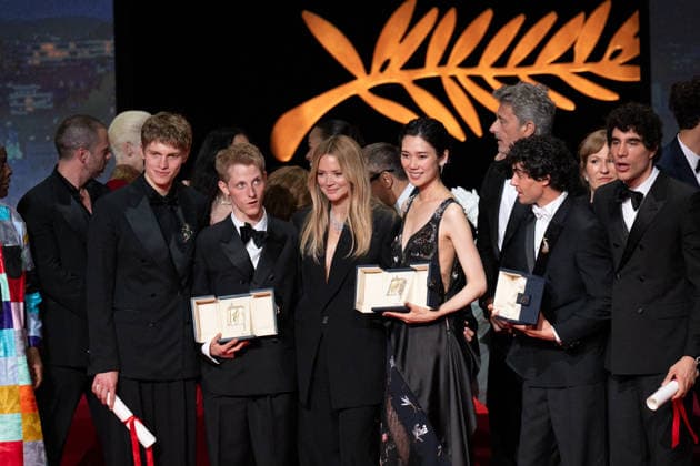 Cannes Closing Ceremony LZ Emmanuel Macchia and Valentin Campagne, winners of the Best Actor award for Coward, Virginie Efira and Tao Okamoto, winners of the Best Actress award for All Of A Sudden, and Valeska Grisebach, winner of the Jury Prize Award for The Dreamed Adventure attending the Closing Ceremony during the 79th Cannes International Film Festival in Cannes, France on May 23, 2026, the film selected in the Official Competition. Photo by Laurent Zabulon ABACAPRESS.COM  Copyright: xZabulonxLaurentx