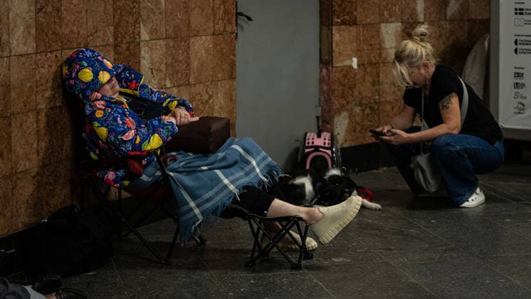 Civilians shelter in Kyiv metro stations after Russian ballistic missile attack KYIV, UKRAINE - MAY 24: Civilians take shelter inside metro stations after Russia launches ballistic missile attacks targeting multiple districts of Kyiv, Ukraine on May 24, 2026. Loud explosions were heard across the city as residential buildings, shopping centers, educational institutions and infrastructure facilities were damaged in the overnight strikes. Arif Murat Kayacan Anadolu Kyiv Ukraine. Editorial use only. Please get in touch for any other usage.  Copyright: x2026xAnadoluxArifxMuratxKayacanx