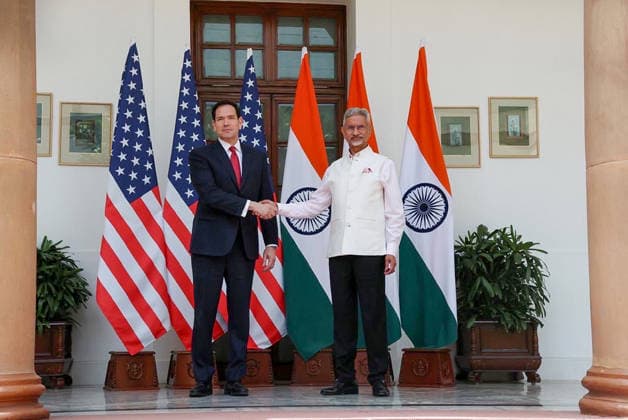 RECORD DATE NOT STATED U.S. Secretary of State Marco Rubio & EAM S. Jaishankar at Hyderabad House New Delhi, May 24 (ANI): U.S. Secretary of State Marco Rubio and External Affairs Minister S. Jaishankar exchange a handshake at Hyderabad House, in New Delhi on Sunday. (@USAmbIndia ANI Photo) NEW DELHI Delhi India Copyright: xANIx ANI_20260524092