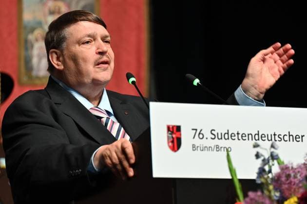 The Sudeten German leader Bernd Posselt address the 76th Sudeten German Congress in Brno continued at Brno Exhibition Centre on Sunday, May 24, 2026. (CTKxPhoto PetrxSvancara) CTKPhotoF202605240043901  CTKPhotoF202605240043901