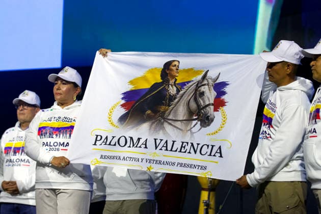 May 24, 2026, Bogota, Cundinamarca, COLOMBIA: Veterans and members of the armed forces reserves attend the final campaign rally for the Centro Democratico party s presidential candidate PALOMA VALENCIA, ahead of the May 31 first-round election. Standing on a platform of strict public security and private sector investment, the Centro DemocroÂ¡tico candidate is making her final push to secure a spot in the projected June runoff. Bogota COLOMBIA  - ZUMAd225 20260524_znp_d225_010 Copyright: xZoraidaxDiazx