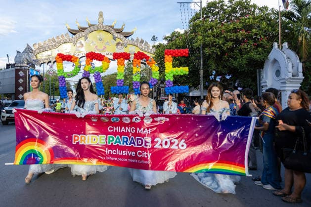 The Chiang Mai Pride Parade 2026 celebrations in Chiang Mai, Thailand - 24 May 2026 Participants hold a banner during The Chiang Mai Pride Parade 2026 celebrations. The Chiang Mai Pride Parade 2026 took place in Chiang Mai, Thailand. Chiang Mai province holds Thailandís first Pride Month celebrations annually, promoting gender equality, diversity, and human rights as part of Pride Month activities in northern Thailand. Chiang Mai Thailand Copyright: xPongmanatxTasirix xSOPAxImagesx PTASIRI240526R6II7104