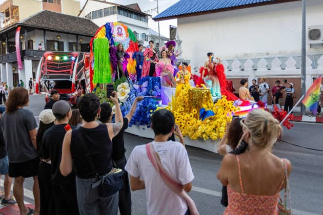 The Chiang Mai Pride Parade 2026 celebrations in Chiang Mai, Thailand - 24 May 2026 Participants wearing colorful costumes perform on a parade float during The Chiang Mai Pride Parade 2026 celebrations. The Chiang Mai Pride Parade 2026 took place in Chiang Mai, Thailand. Chiang Mai province holds Thailandís first Pride Month celebrations annually, promoting gender equality, diversity, and human rights as part of Pride Month activities in northern Thailand. Chiang Mai Thailand Copyright: xPongmanatxTasirix xSOPAxImagesx PTASIRI240526R6II7251